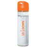 WB8293-500 ML. (17 FL. OZ.) SINGLE WALL GLASS WATER BOTTLE-Clear Glass (bottle) Orange (lid)